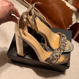 Nicole Miller Gold Embellished Heels